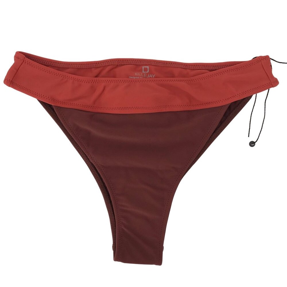 NWT Ellejay Womens Brown Terra-Cotta Ruby High leg Bikini Bottom Size XS